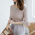 Elbow-sleeved Knit Top