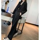 Long-sleeve Cropped Blazer + Wide-leg Pants
