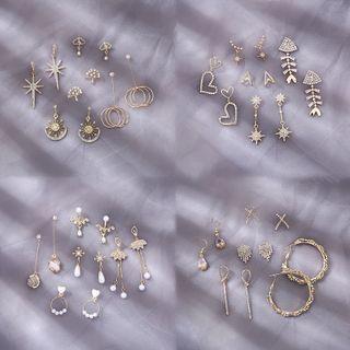 Set Of 5: Rhinestone Drop Earring