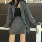 Pocket Detail Blazer / High Waist Mini Skirt