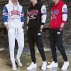 Set: Color-panel Lettering Hoodie + Sweatpants