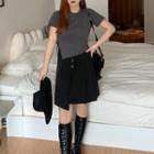 Short-sleeve Drawstring Irregular T-shirt