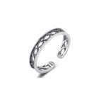 925 Sterling Silver Simple Fashion Hollow Water Ripple Adjustable Open Ring Silver - One Size