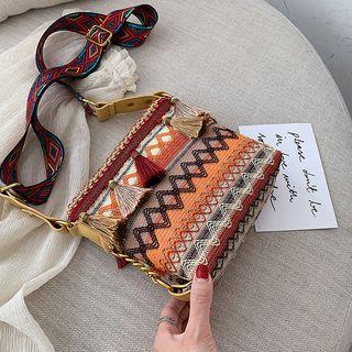 Patterned Knit Crossbody Bag