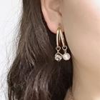 Caged Rhinestone Faux Pearl Hoop Earring 0109 - 1 Pair - Earring - Gold - One Size