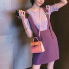 Set: Puff-sleeve Top + Mini A-line Jumper Skirt