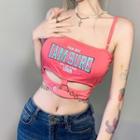 Lettering Cut-out Camisole Crop Top