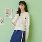 Star Embroidered Hoodie White - One Size