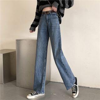 Set: High Waist Loose Fit Jeans + Belt