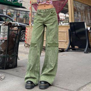 Low-rise Tie-dye Stitch Wide-leg Pants