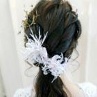 Wedding Feather Flower Hair Pin 1pc - Orange - One Size