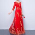 3/4-sleeve Wedding Evening Dress