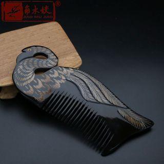 Swan Print Wooden Hair Comb As Shown In Figure - One Size