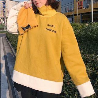 Color-block Lettering Loose-fit Sweatshirt