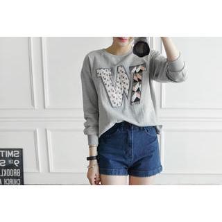 Lettering Appliqu  Sweatshirt