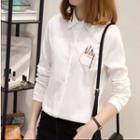 Long-sleeve Embroidered Corduroy Shirt