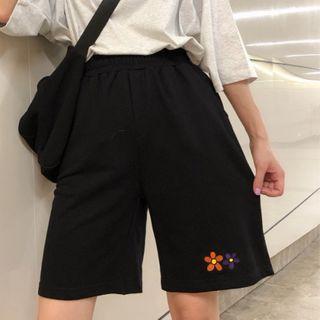 Flower Embroidered Sport Shorts