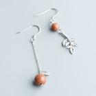 Non-matching 925 Sterling Silver Leaf Stone Bead Dangle Earring S925 - As Shown In Figure - One Size