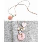 Heart & Cat Pendant Long String Necklace