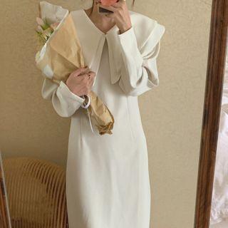 Double-layered Peter Pan Collar Long-sleeve Dress