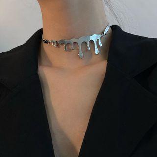 Melted Metal Choker Silver - One Size