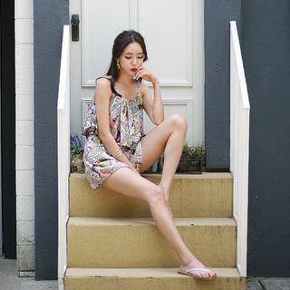 Pattern-printed Chiffon Playsuit