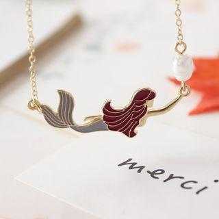 Faux Pearl Mermaid Pendant Necklace As Shown In Figure - One Size