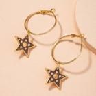 Star Alloy Dangle Earring 1 Pair - Star - Gold - One Size