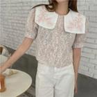 Short-sleeve Collared Floral Print Shirt