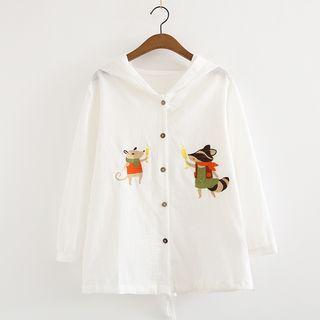 Embroidered Hooded Shirt