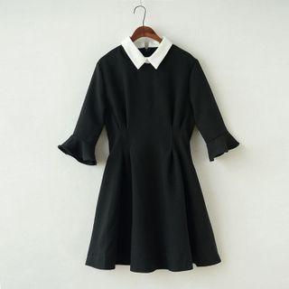 Elbow-sleeve Mock Two Piece Dress