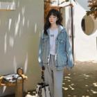 Hooded Mock Two-piece Denim Jacket