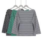 Long-sleeve Ripped Striped Boatneck T-shirt