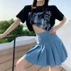 Short-sleeve Blazer / T-shirt / Mini A-line Skirt