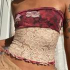 Floral Print Lace Paneled Tube Top