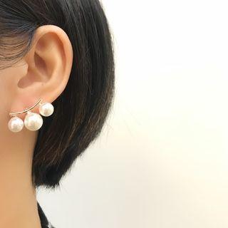 Faux-pearl Stud Earring 3 Faux Pearls - One Size
