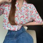 Short-sleeve Floral Print Shirt Floral - White - One Size