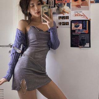 Glitter Strappy Sheath Dress / Light Jacket
