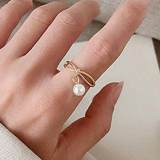 Faux Pearl Accent Open Ring As Shown In Figure - One Size