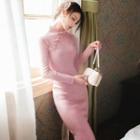 Long-sleeve Sheath Knit Qipao