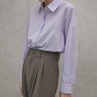 Logo-embroidered Hidden-button Shirt