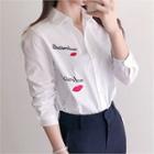 Lip Letter Embroidery Cotton Shirt