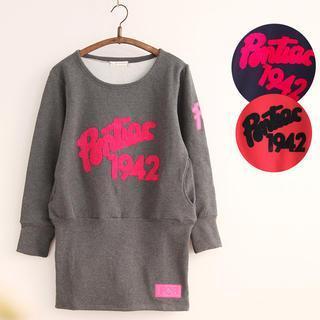 Contrast Lettering Embroidered Dress