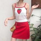 Strawberry Print Knit Camisole Top
