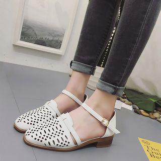 Cutout Ankle-strap Chunky-heel Sandals