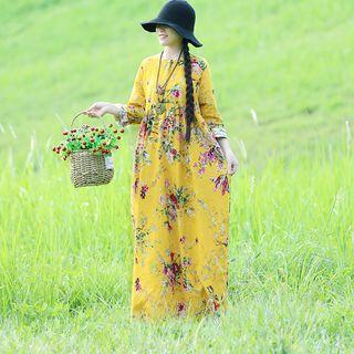 Floral Print Maxi Shift Dress