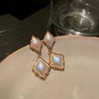 Rhombus Faux Pearl Dangle Earring 1 Pair - Silver Pin - Gold - One Size