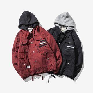 Pocket Hooded Button Jacket