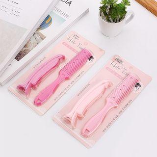 Set: Foldable Razor + Hair Comb As Shown In Figure - One Size