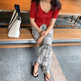 Band-waist Paisley Culottes